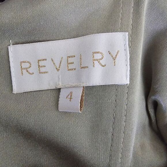 Revelry Maxi Dress sz 4 Green Gray Sleeveless Skye Velvet Bridesmaid Gown Small - Picture 12 of 12